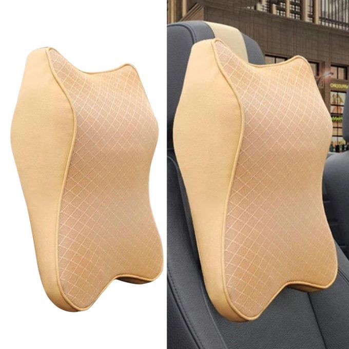 Car Neck Cushion Neck Pillow Headrest Cushion Lumbar Support Beige L