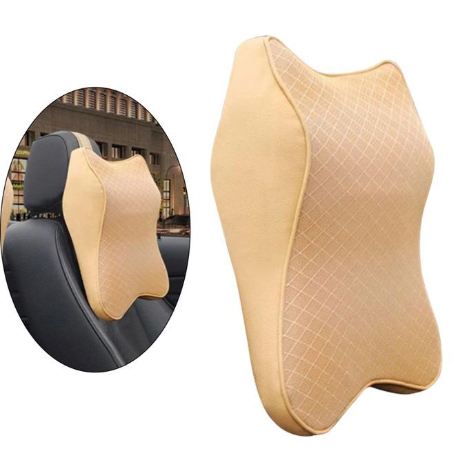 Car Neck Cushion Neck Pillow Headrest Cushion Lumbar Support Beige L
