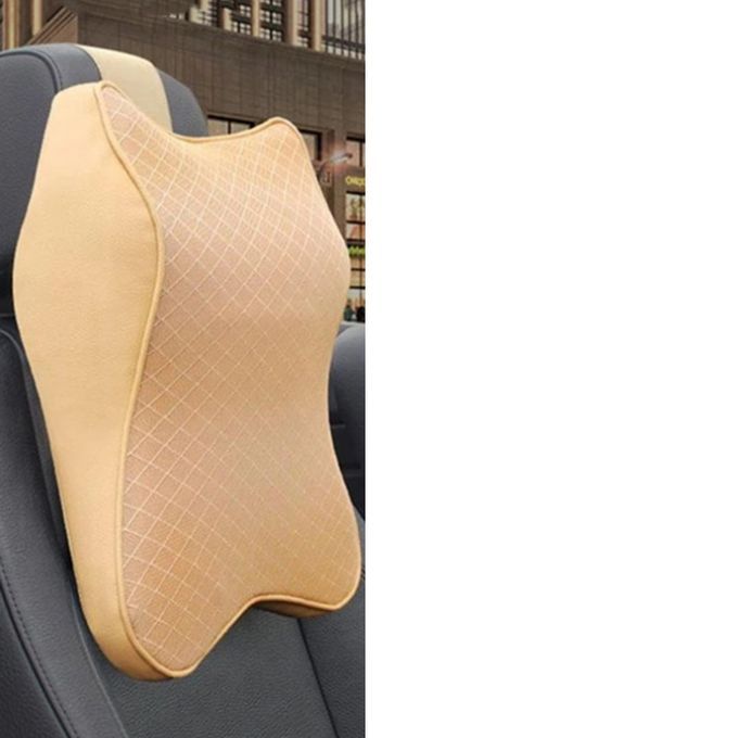 Car Neck Cushion Neck Pillow Headrest Cushion Lumbar Support Beige L
