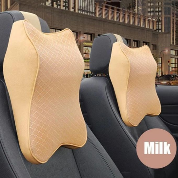 Car Neck Cushion Neck Pillow Headrest Cushion Lumbar Support Beige L