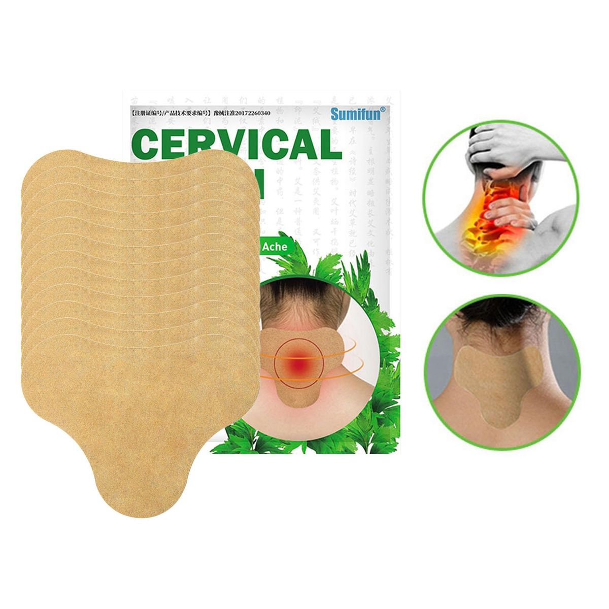 12 Sheets Natural Cervical Patch Relaxing Herbal Pain Plaster