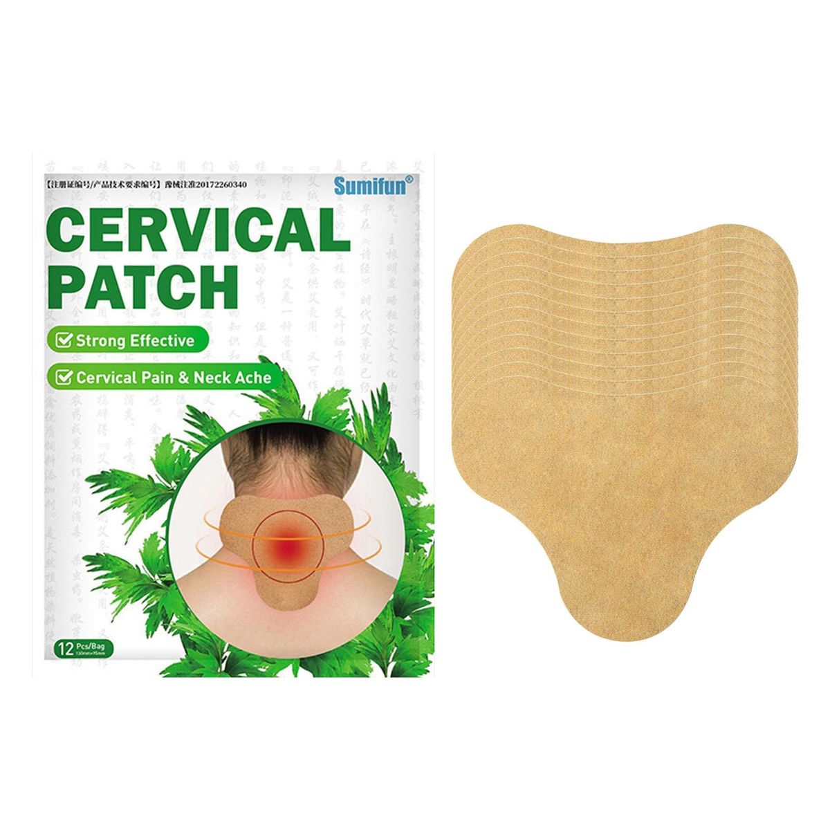 12 Sheets Natural Cervical Patch Relaxing Herbal Pain Plaster