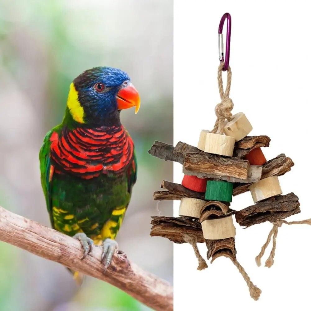 Natural Bark Bird Toy Wooden Bird Perches Bite-resistant Toys for Small to Medium Birds Ideal Accessories for Parakeets Conures