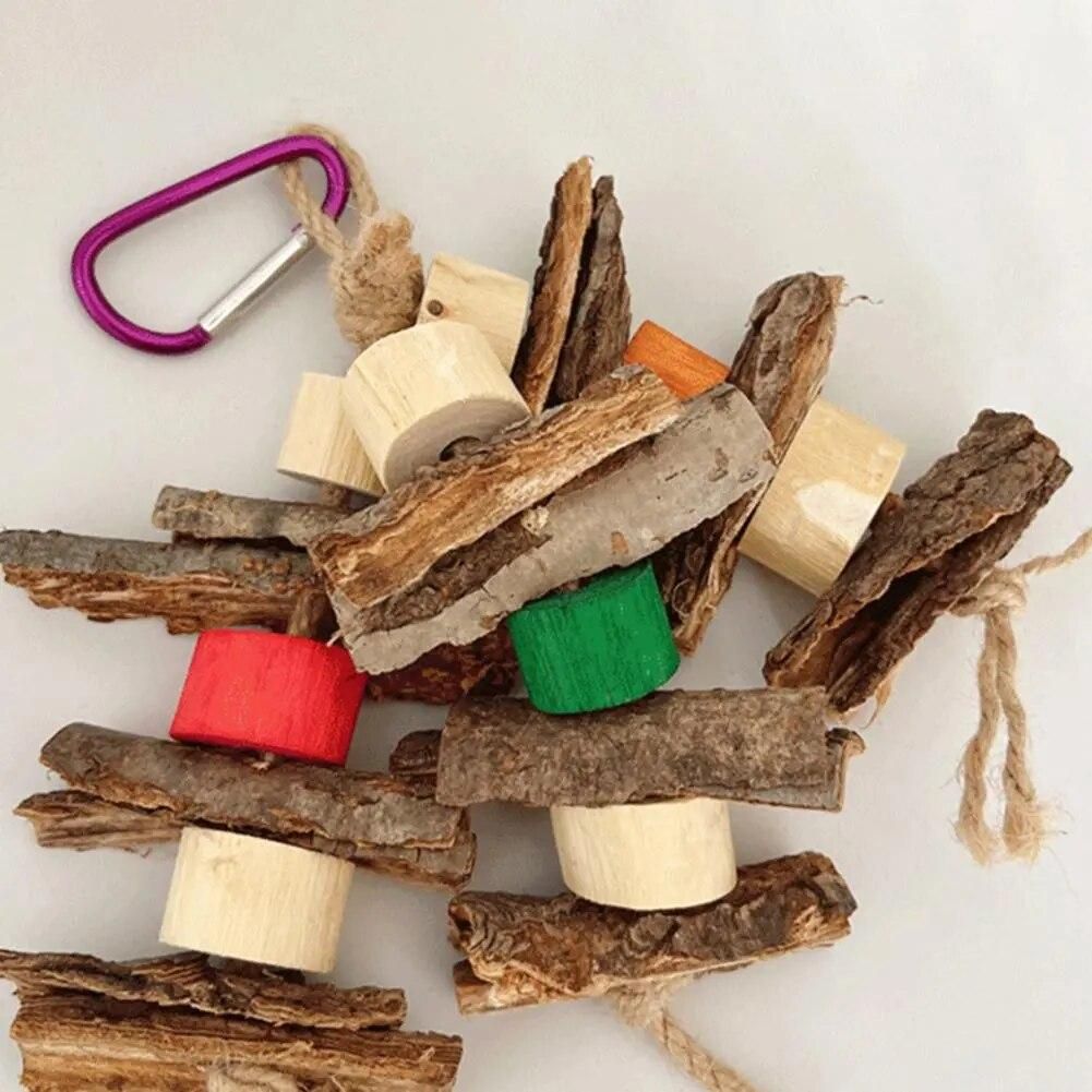 Natural Bark Bird Toy Wooden Bird Perches Bite-resistant Toys for Small to Medium Birds Ideal Accessories for Parakeets Conures