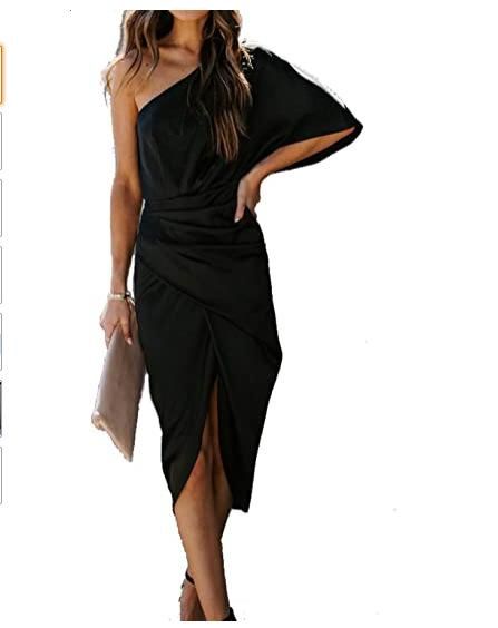 2022 Thickened sexy one-sided sleeve irregular dress evening dress woman
