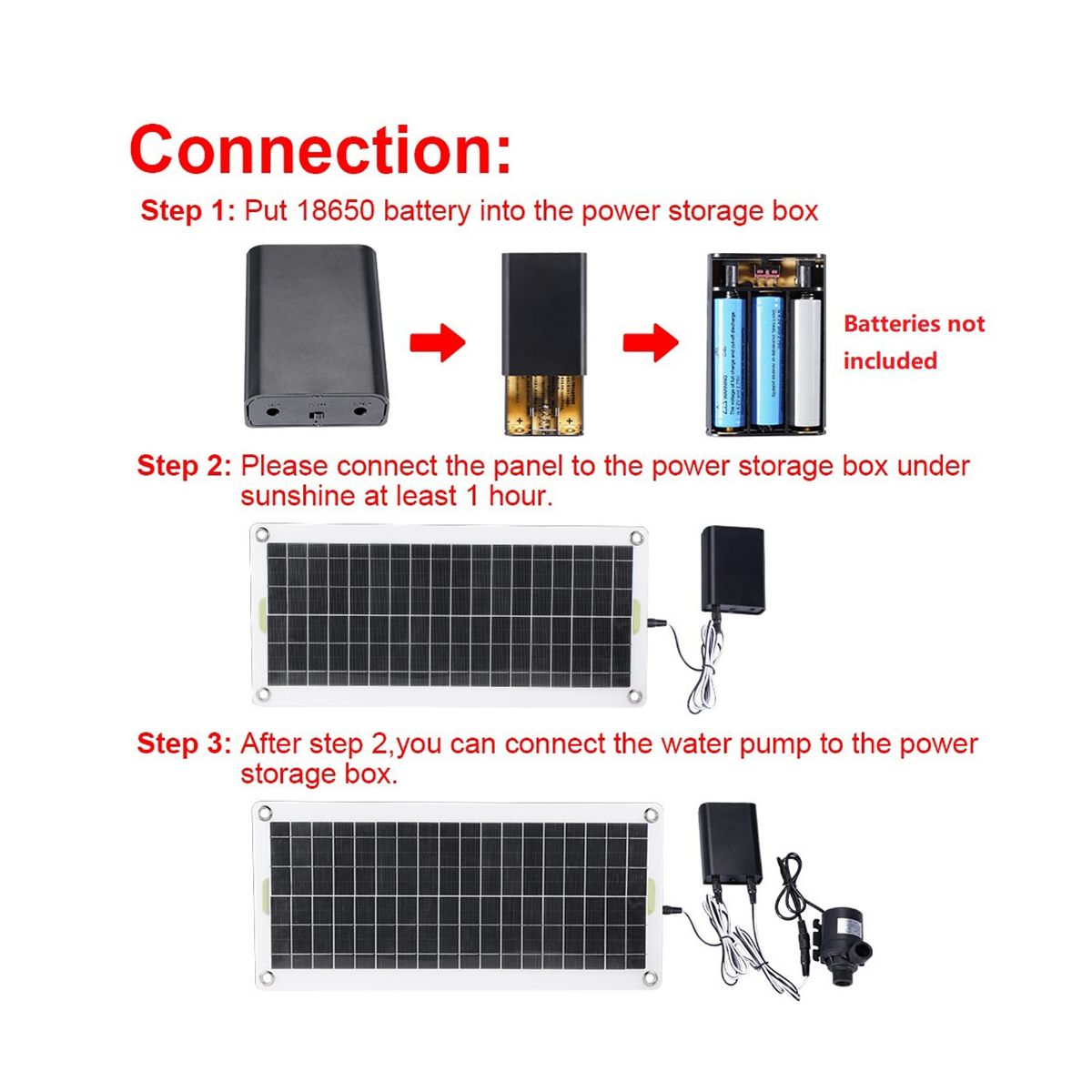 50W Solar Water Pump 800L/H Solar Water Fountain Pump