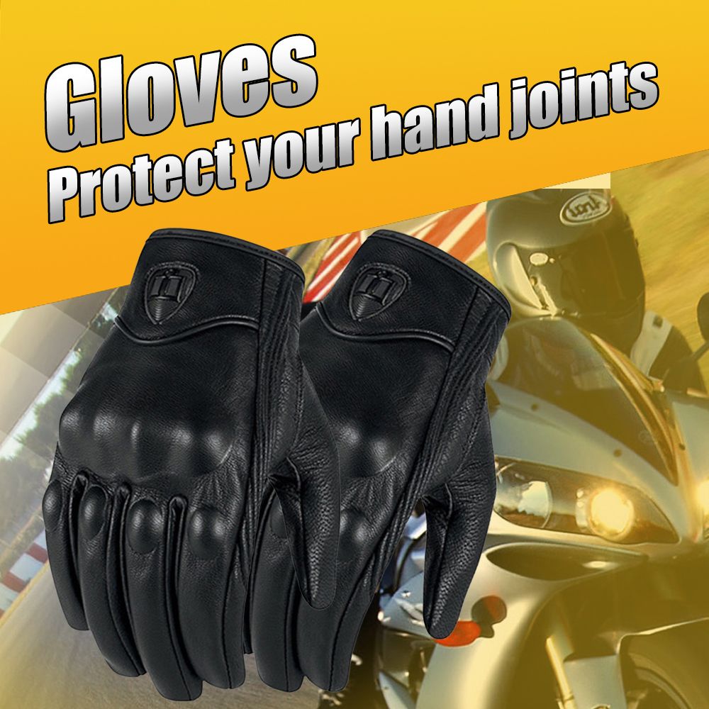Genuine Leather Gloves Motorcycle GP Glove Touch Screen For