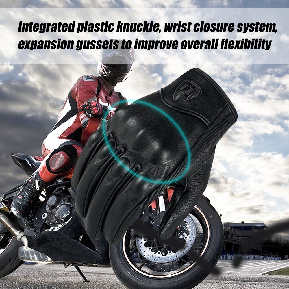 Genuine Leather Gloves Motorcycle GP Glove Touch Screen For
