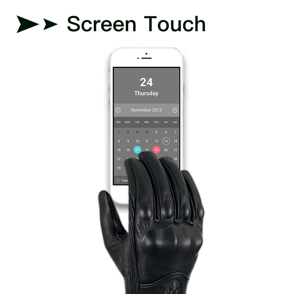 Genuine Leather Gloves Motorcycle GP Glove Touch Screen For