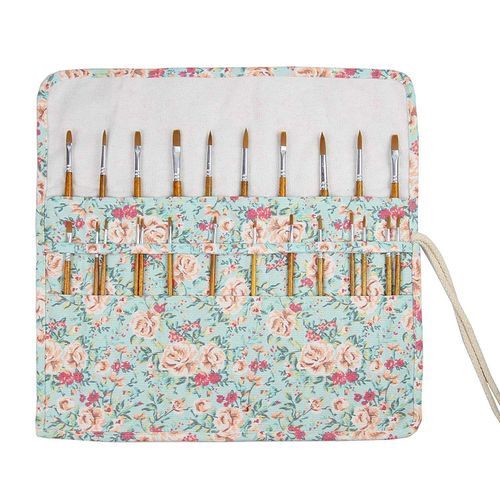 20 Pockets Art Paint Brushes Case Roll Up Pen Holder Canvas