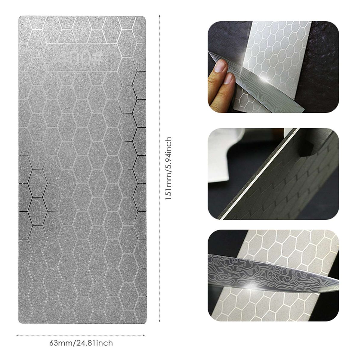 2PCS Diamond Sharpening Stone, Whetstone Honeycomb Surface Diamond Sharpener Plate with Non-Slip Base(400/1000 Grit)