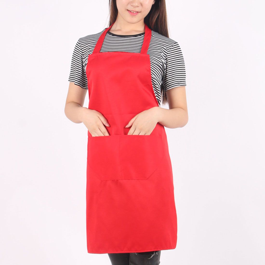 Waterproof Apron For Women With Pockets Solid Color