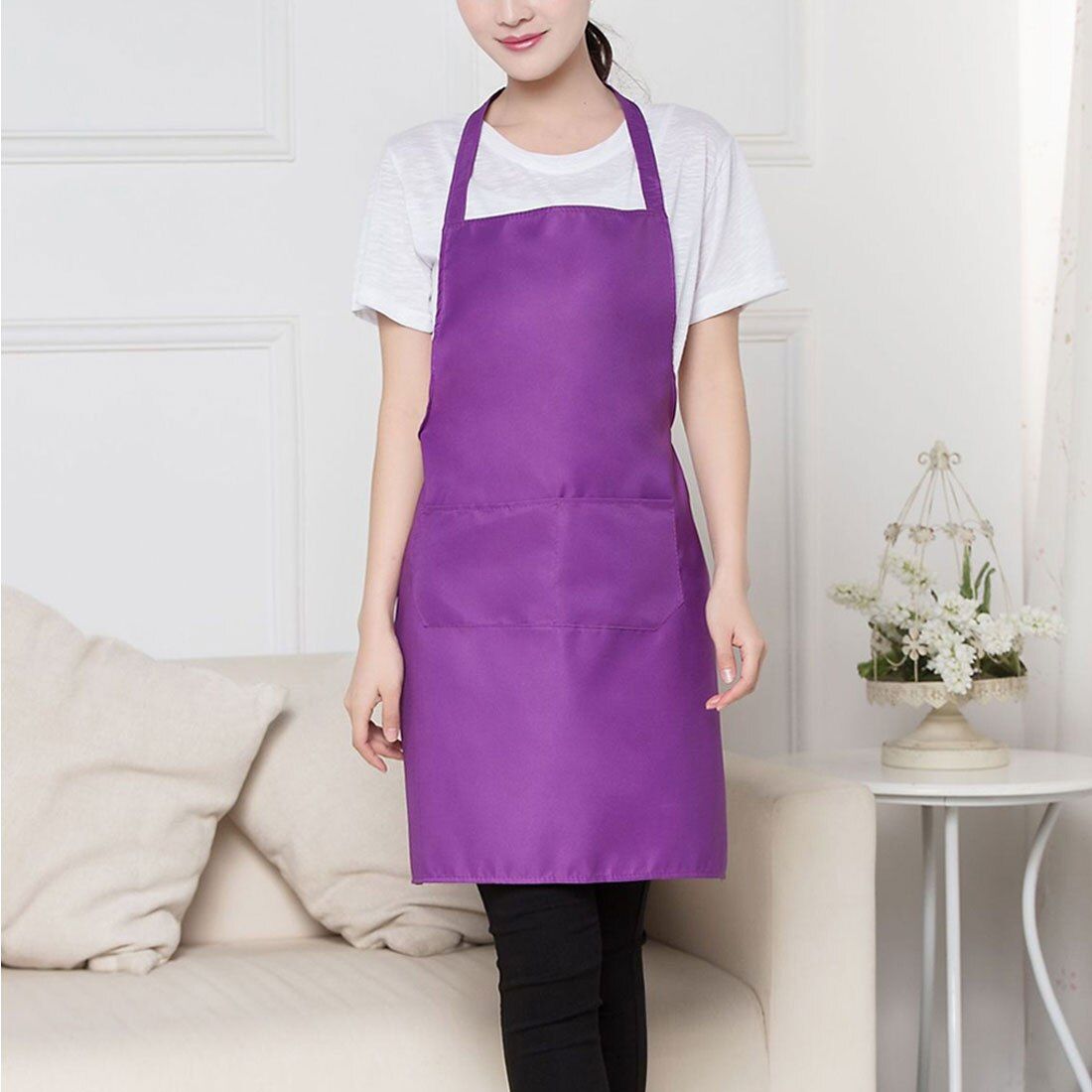 Waterproof Apron For Women With Pockets Solid Color