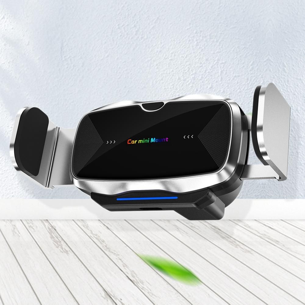 Car Electric Mobile Phone Holder, Metal Induction Opening and Closing Air Outlet, Navigation Support Bracket Auto Silver