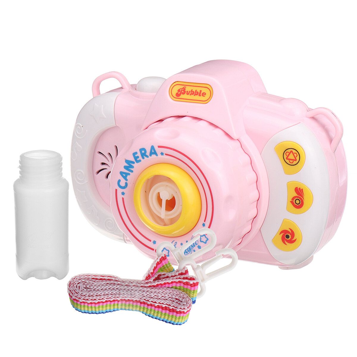 Children Bubble Camera Machine Toy Automatic Bubble Blowing Play Music Lighting Pink