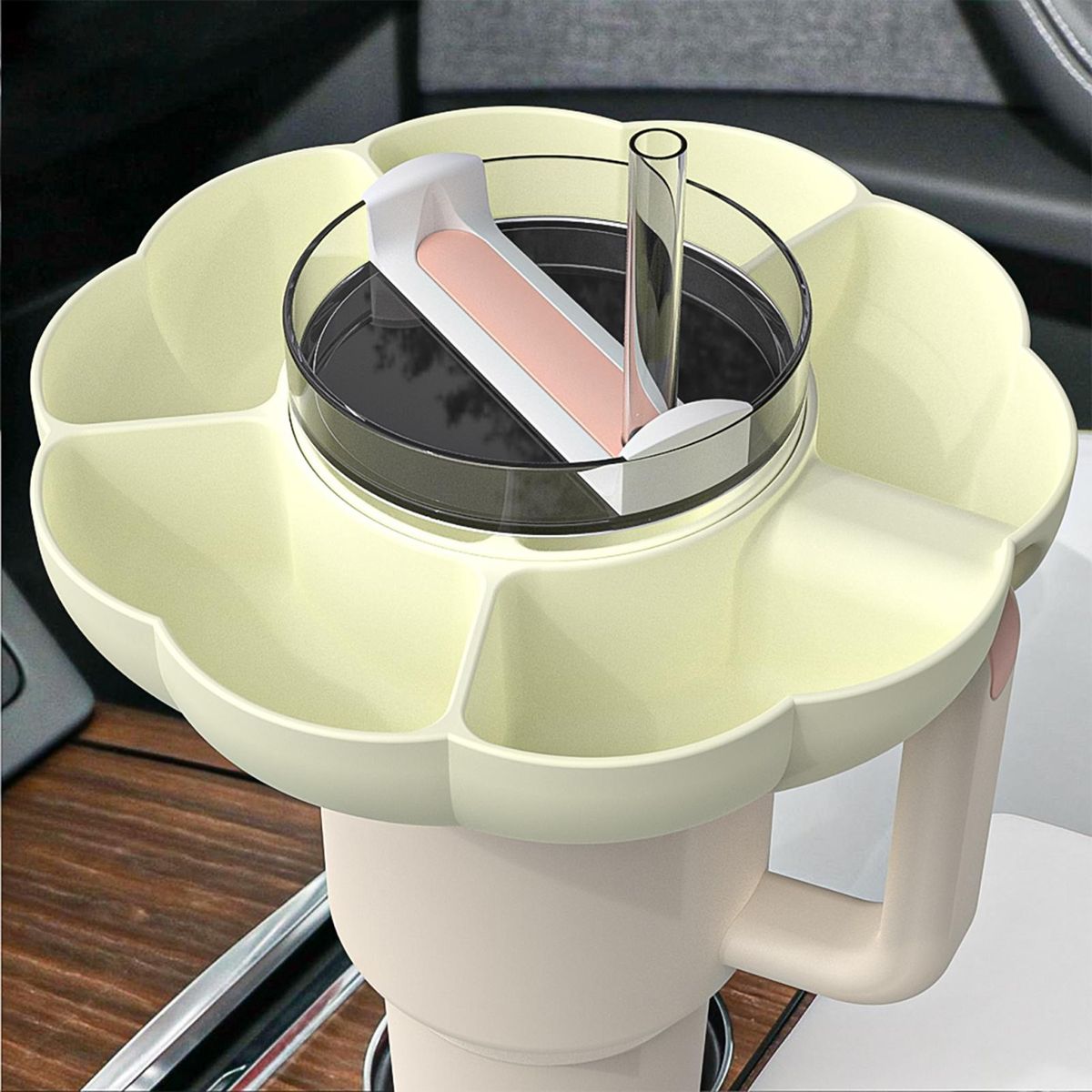 Food Grade Silicone Snack Bowl 5 Compartment Tumbler Snack Bowl Food Ivory