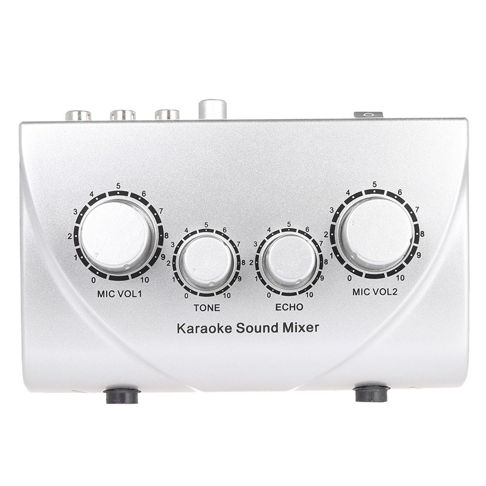 Karaoke Sound Mixer Dual Mic Inputs With Cable N-1 Silver