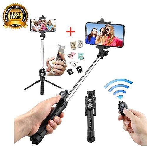 Bluetooth Remote Controller Hand-held Selfie Stick Tripod. Perfect For Pictures, Video Recording. Compatible With Android & IOS Phones + IRing Phone Holder.Feel & Capture Every Moment With This Amazing Selfie Stick.SEE VIDEO 