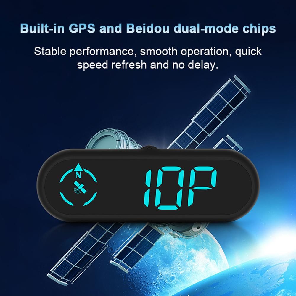 Car HUD Headup Display LED Digital GPS Speedometer Support Overspeed Alarm Fatigue Driving Reminder with Light Sensor