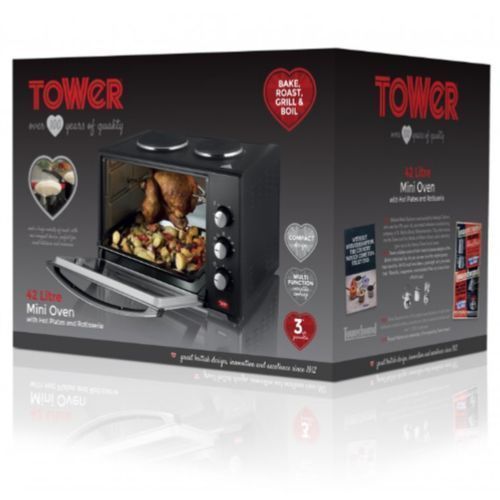 32L Mini Oven And Rotisserie W/ Dual Cooking Hobs - 1000W