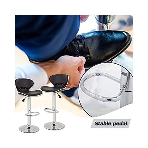 Love Shape Swivel 360° Adjustable Bar Stool Set Of 2 Black