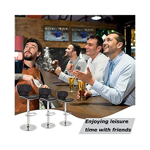 Love Shape Swivel 360° Adjustable Bar Stool Set Of 2 Black