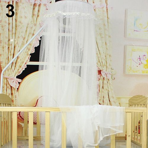 Baby Bed Mesh Dome Curtain Mosquito Net Durable Toddler Crib Cot Canopy Bed Net-Beige