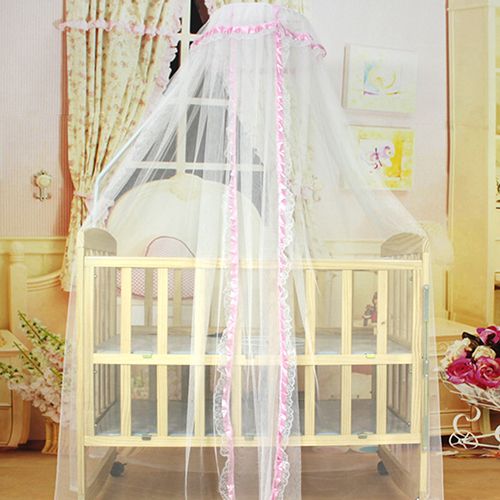 Baby Bed Mesh Dome Curtain Mosquito Net Durable Toddler Crib Cot Canopy Bed Net-Beige