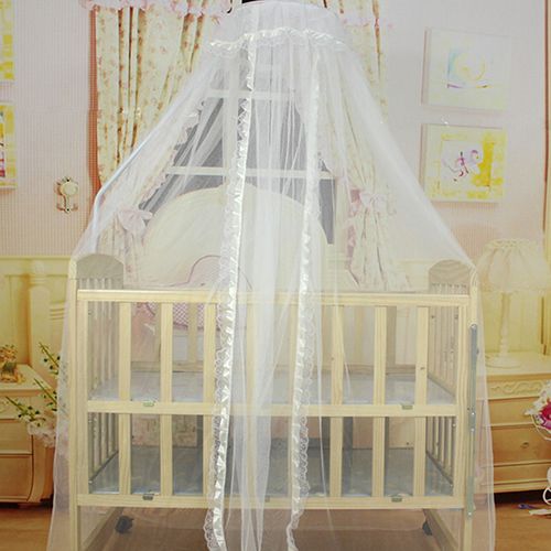 Baby Bed Mesh Dome Curtain Mosquito Net Durable Toddler Crib Cot Canopy Bed Net-Beige