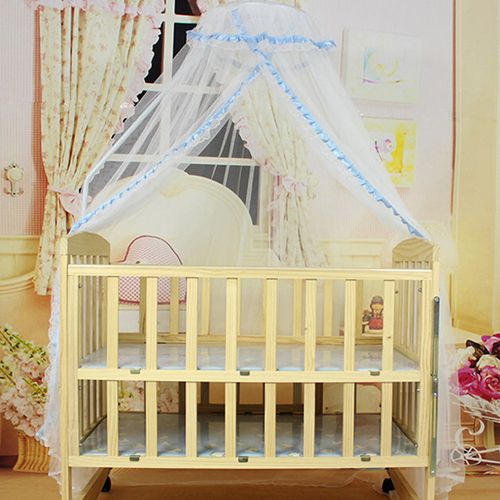 Baby Bed Mesh Dome Curtain Mosquito Net Durable Toddler Crib Cot Canopy Bed Net-Beige