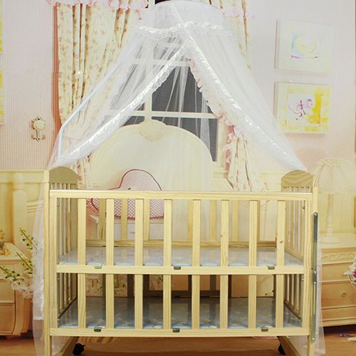 Baby Bed Mesh Dome Curtain Mosquito Net Durable Toddler Crib Cot Canopy Bed Net-Beige