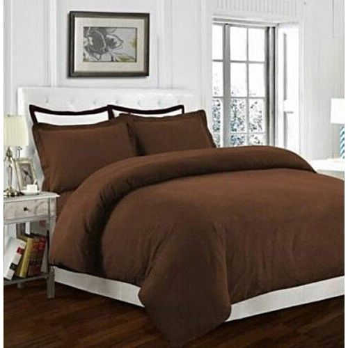 Plain Bed Spread And  Pillow Cases - Brown