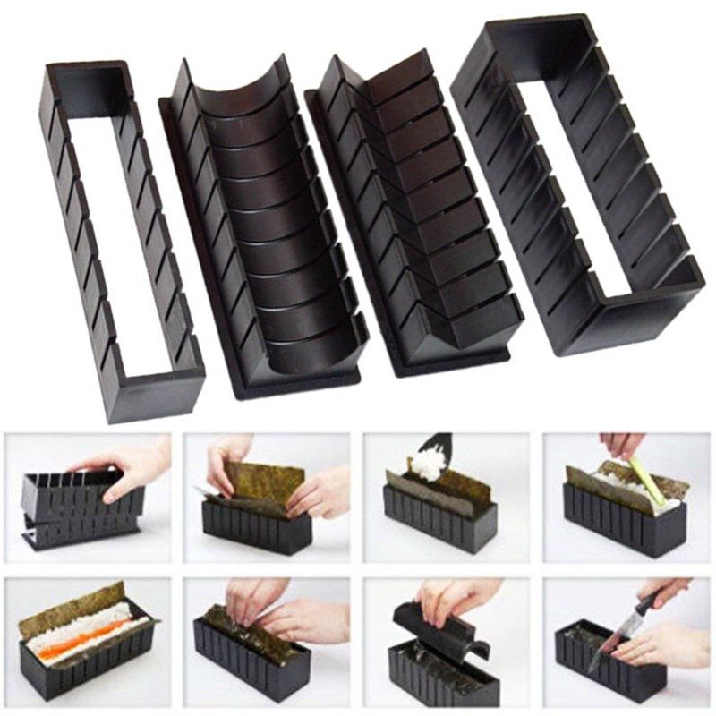 10Pcs DIY Sushi Mold Round Heart Shaped Rice Ball-Black