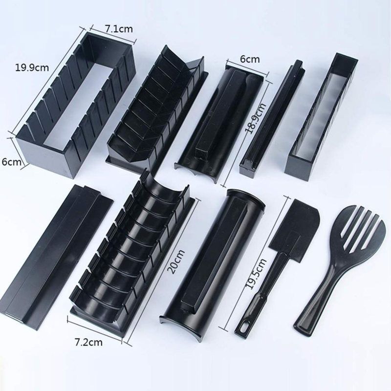 10Pcs DIY Sushi Mold Round Heart Shaped Rice Ball-Black