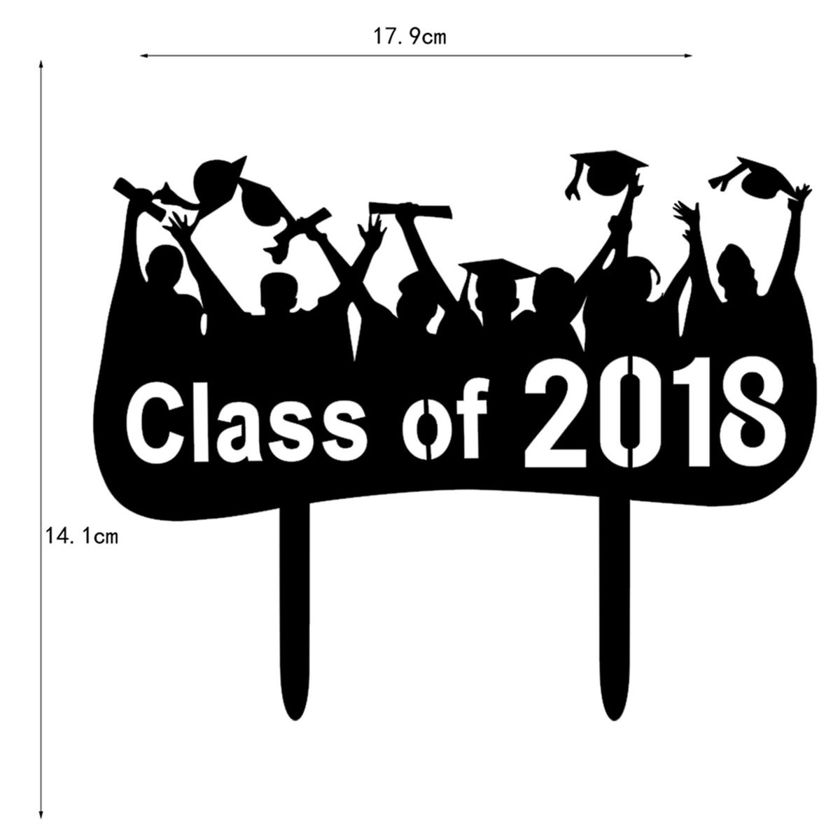 Class of 2018 Black Cake Topper Graduation Party Cake
