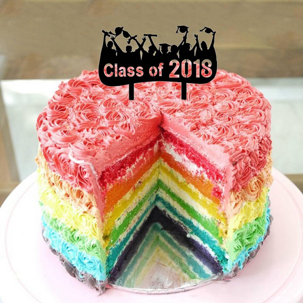 Class of 2018 Black Cake Topper Graduation Party Cake
