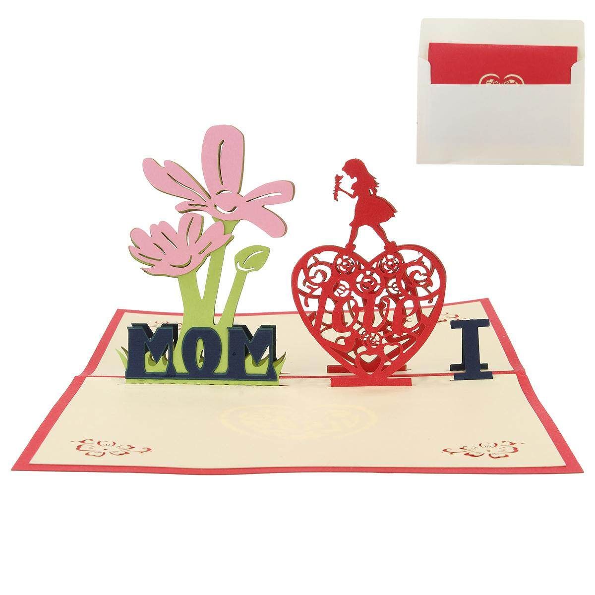 3D Up Greeting Card Handmade Birthday Christmas Mother's Day Gift Greet