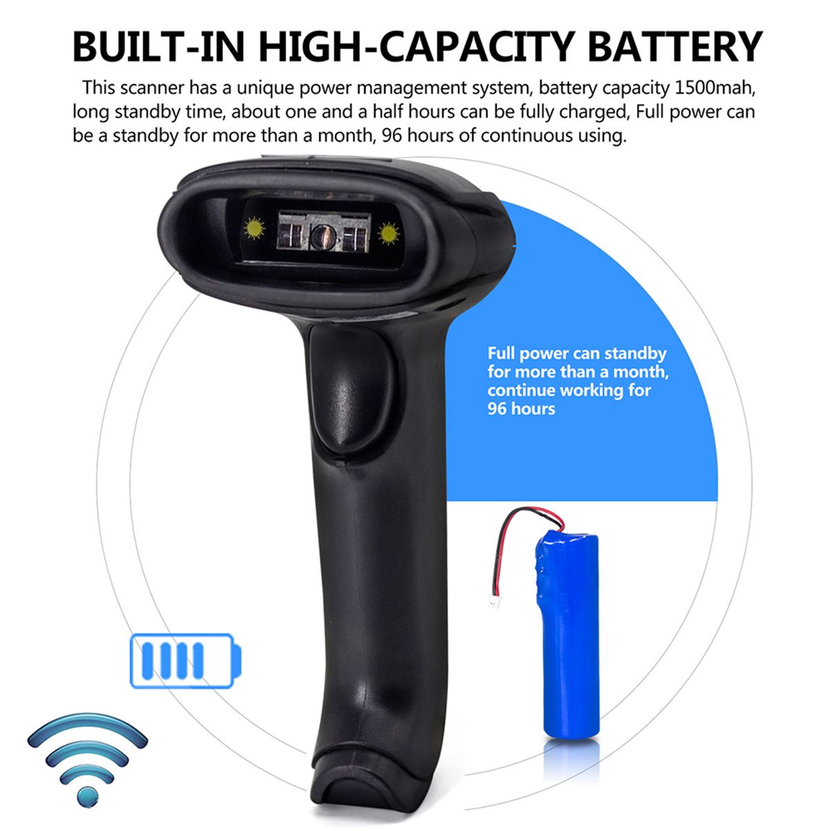 2.4G Wireless Cordless Handheld 1D 2D QR Barcode Bar Code
