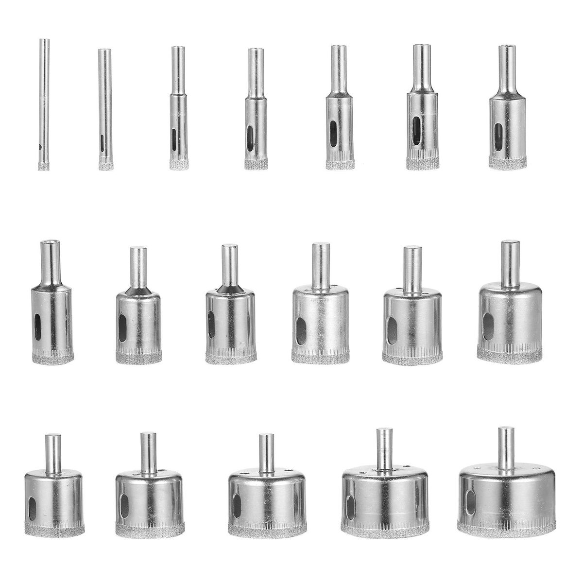 18Pcs Diamond Drill Bits for Ceramic, Diamond Hole Saw Drill Bit Set Kit 0.2in~2in