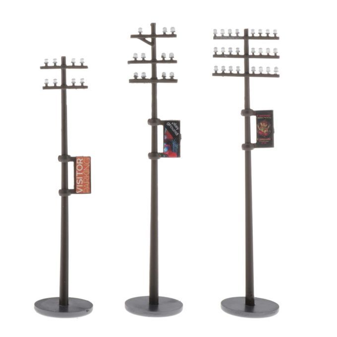 3Pcs 1:100 HO Scale Telephone Poles For Model Train Park Architecture