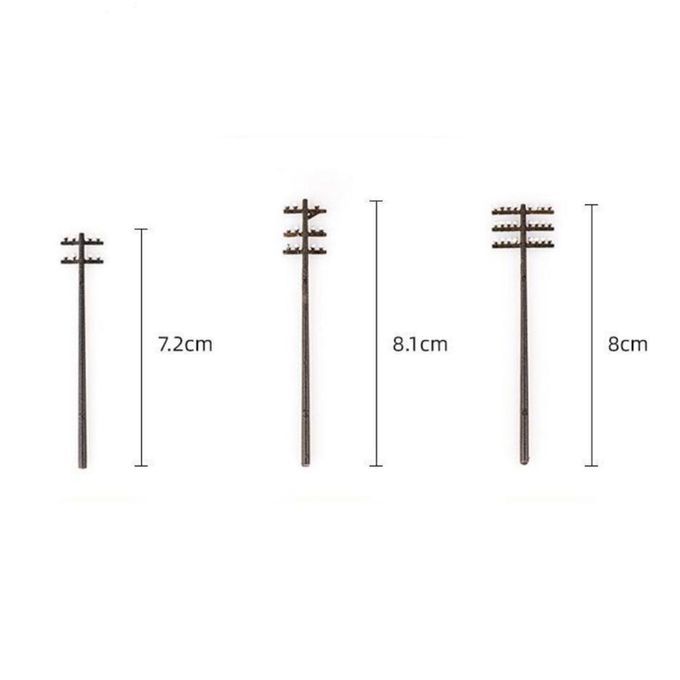 3Pcs 1:100 HO Scale Telephone Poles For Model Train Park Architecture
