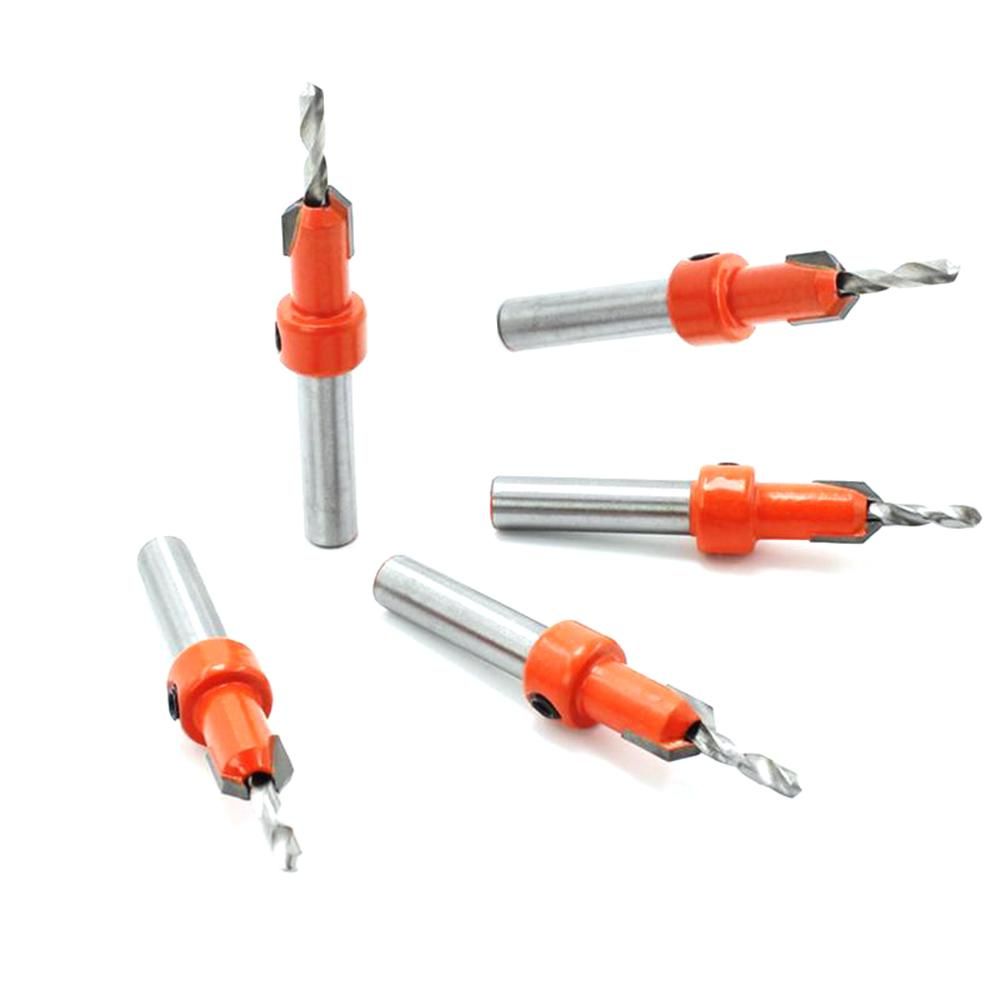 5pcs Countersink Drill Bit Woodworking Screws Chamfering Wood Hole Drills Bit with Hex Key