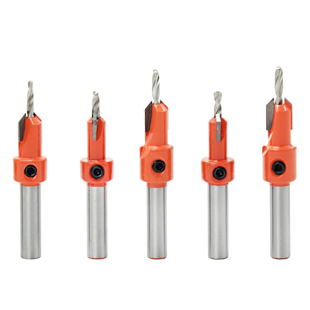 5pcs Countersink Drill Bit Woodworking Screws Chamfering Wood Hole Drills Bit with Hex Key