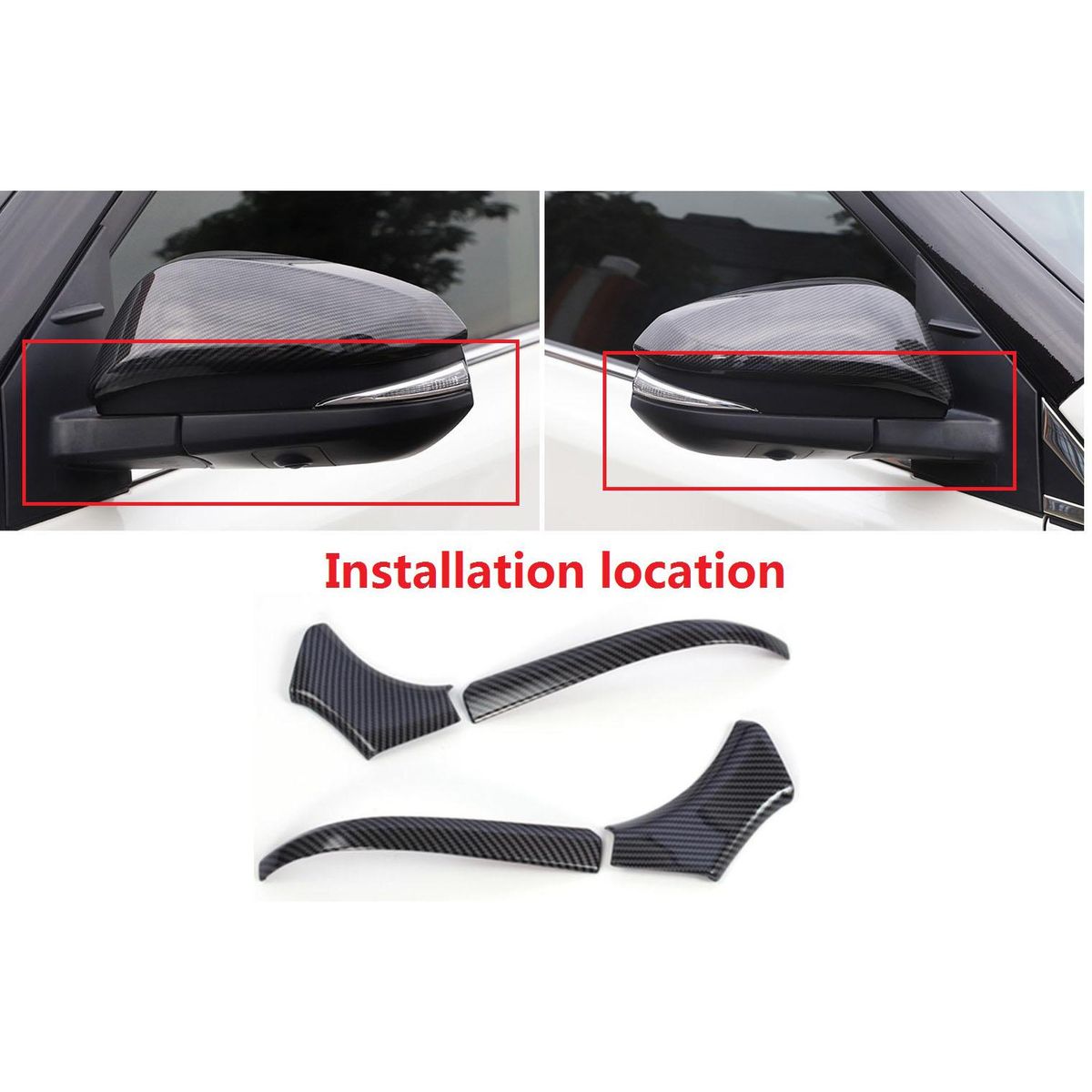 Car Side Door Rearview Mirror Frame Cover Trim Carbon Fiber ABS Decor for Toyota Harrier Venza 2020 2021 Accessories,LHD
