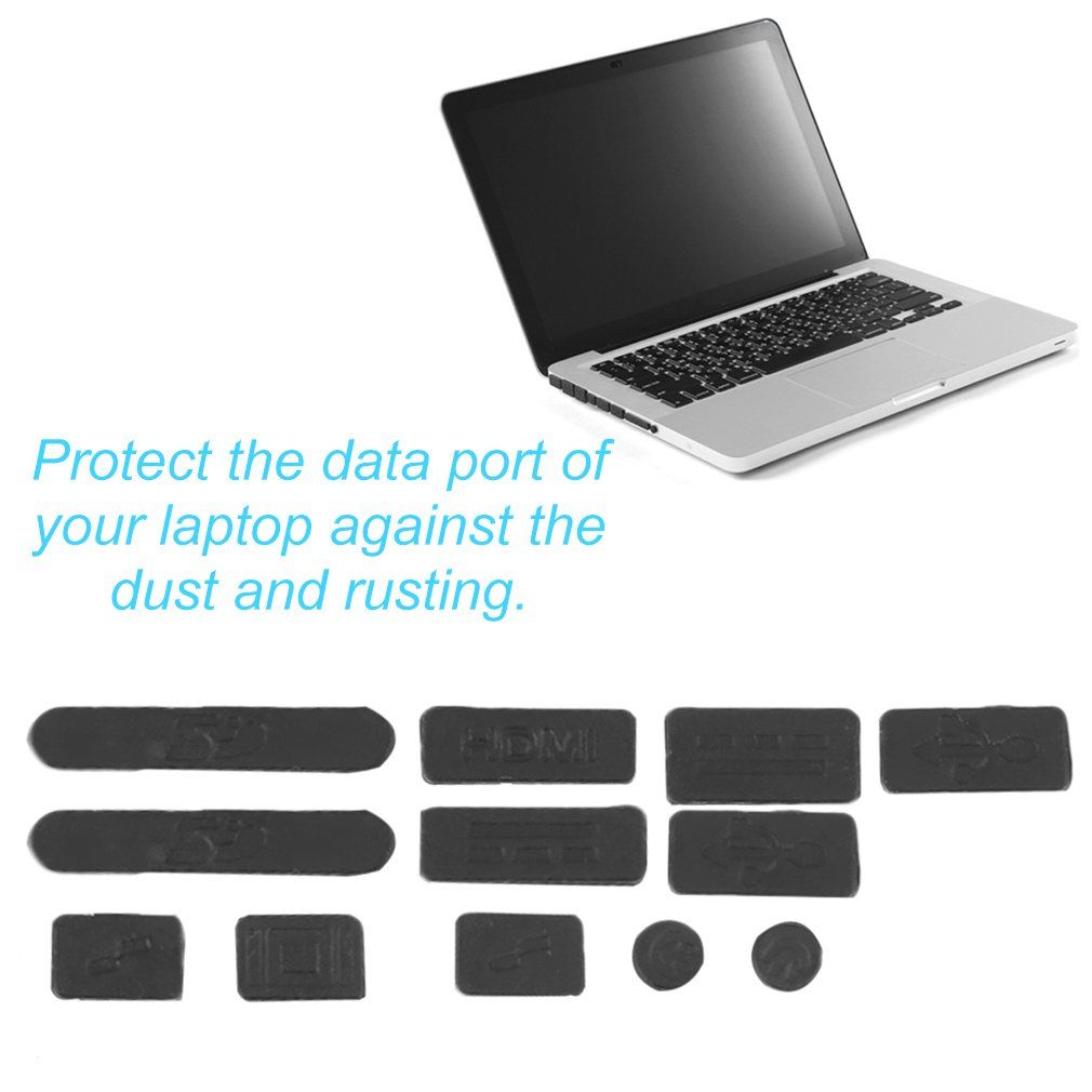 12pcs/set Silicone Anti-Dust Plug Cover Stopper Laptop USB Dust Plug Cover