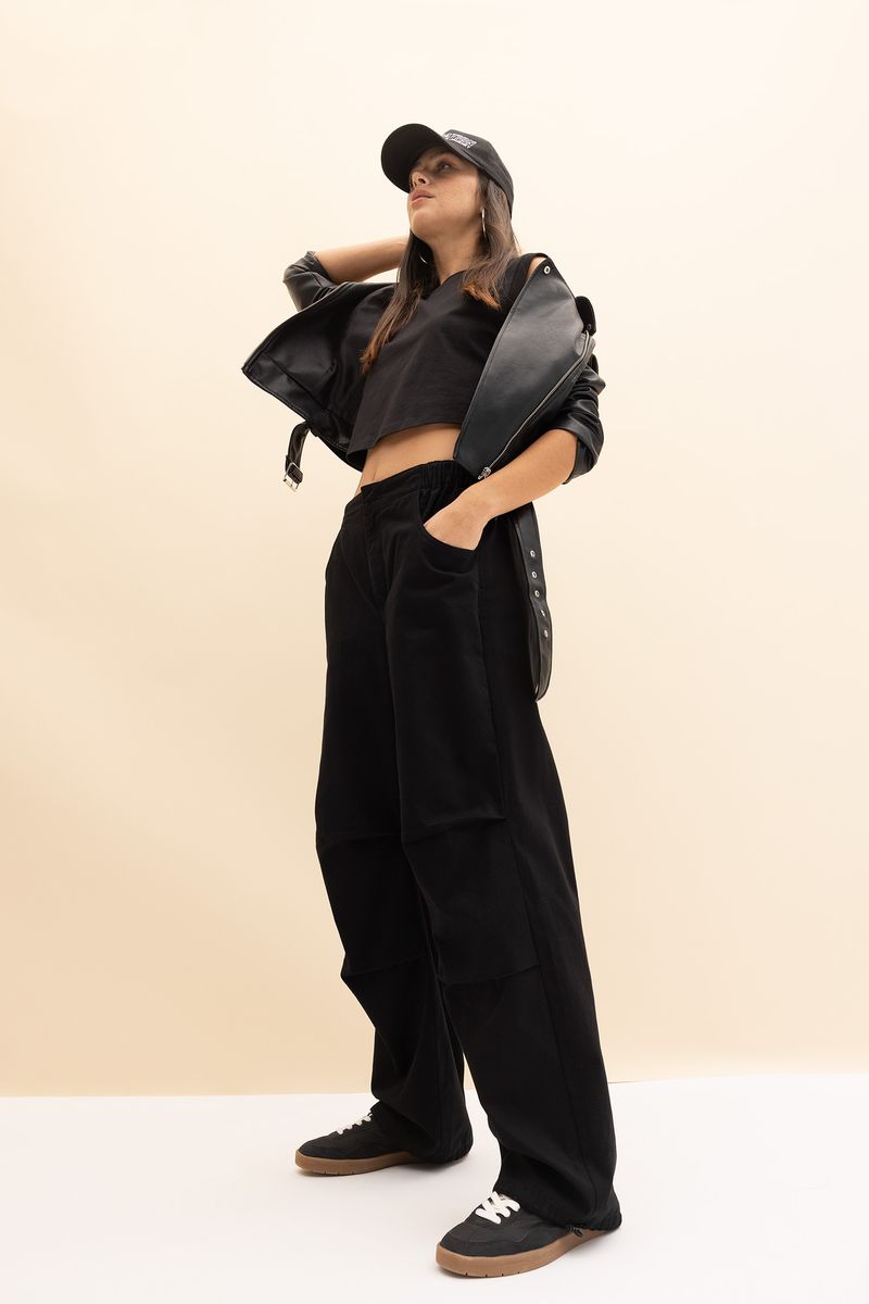 Woman Coool Parachute Woven Trousers - Black
