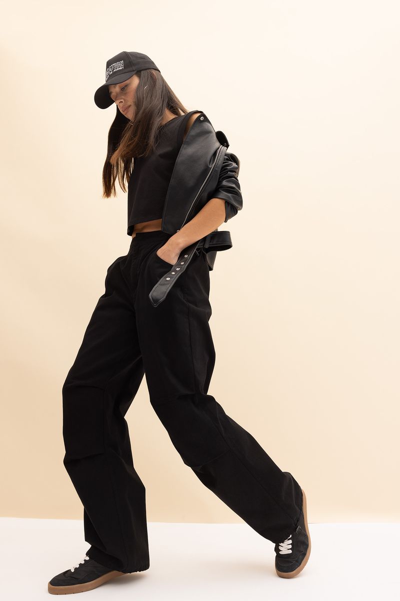 Woman Coool Parachute Woven Trousers - Black
