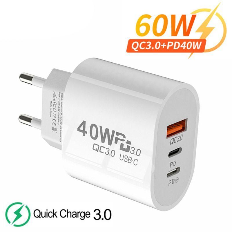 Usb C Charger 60w Fast Charging Charger 3ports Type C Mo USB