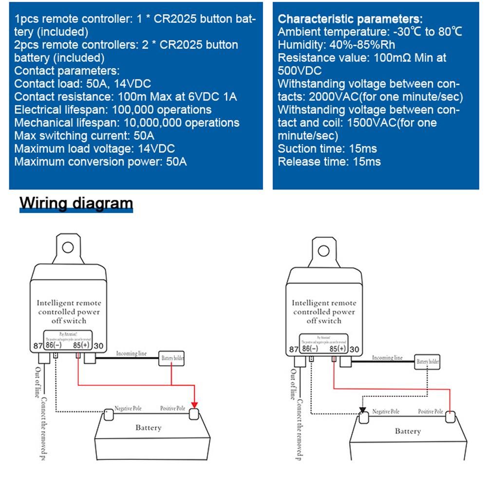 Intelligent Car Battery Remote Master Relay 12 V Car Battery Disconnect Switch Wireless Control Disconnectors High Current Relay Switch