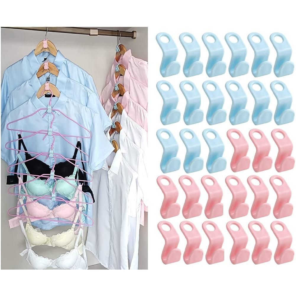 Clothes Hanger Connector Hooks 30Pieces, Thicken, Load 30 Pounds, Used in Closet Space Savers and Organizer Closets